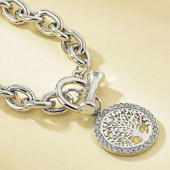 Silver Tree Of Life Chain Link Bracelet - Picture 3 of 5